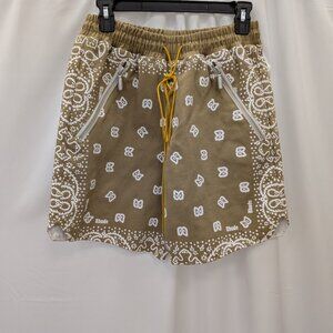 Rhude Khaki Bandana Logo Print Shorts - Size XS